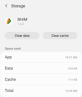 Clear BHIM app data and cache