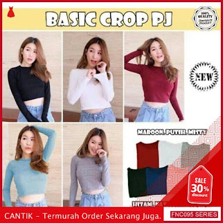 FNC095B70 Basic Crop Pjg Spandek Wanita Lgn Pjg Serba 40 Ribuan