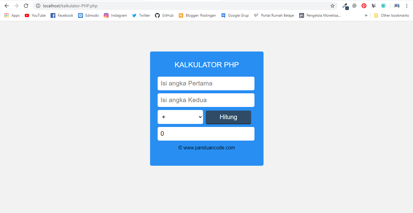 Kalkulator PHP Sederhana Kalkulator PHP Sederhana