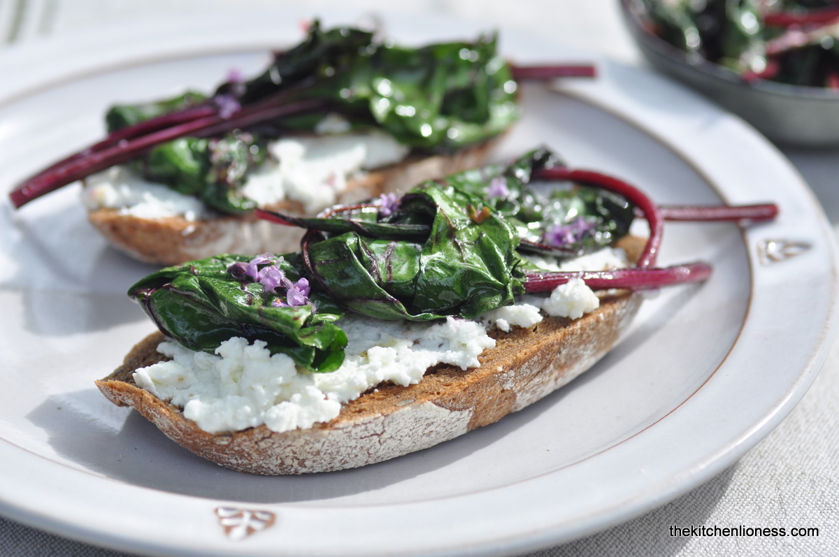 The Kitchen Lioness Red Beet Top & Goat’s Cheese Bruschetta