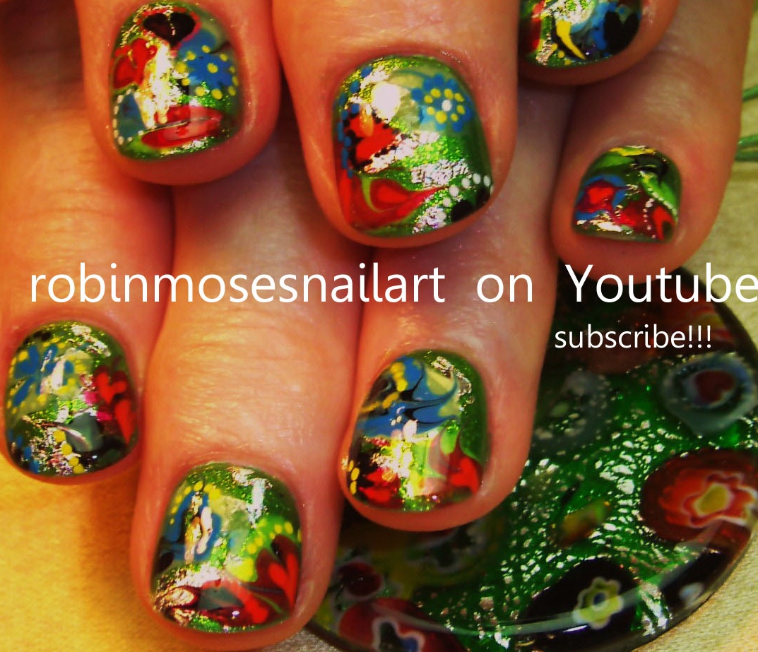 Nail Art by Robin Moses ostrich skin nal art, ostrich feather nail art