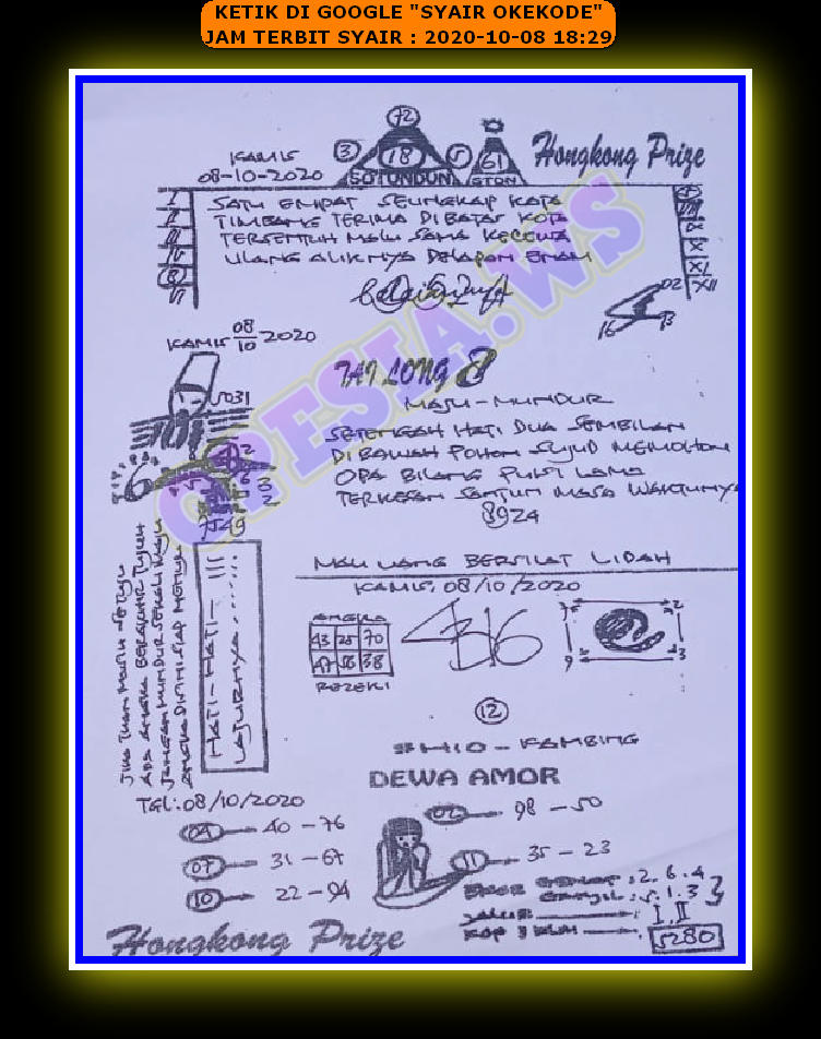 1 New Message Kode Syair Hongkong 8 Oktober 2020 Forum Syair Togel Hongkong Singapura Sydney