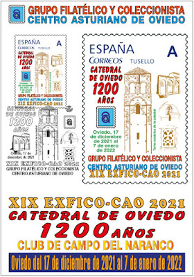 tarjeta, matasellos, sello personalizado, filatelia, catedral, Oviedo, Centro Asturiano