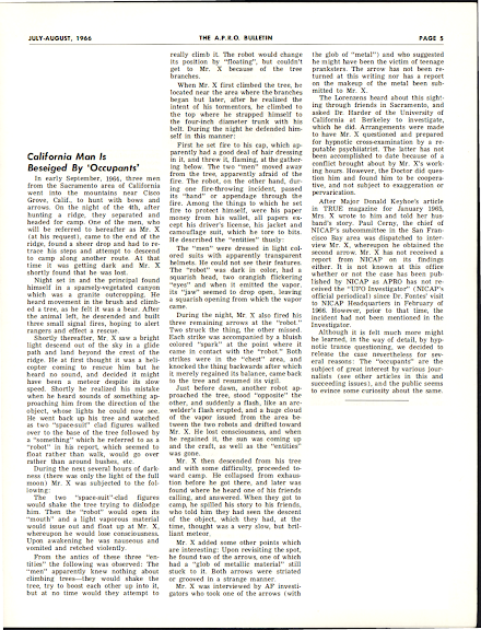 California Man is Beseiged By 'Occupants' - The APRO Bulletin (July-August, 1966) California Man is Beseiged By 'Occupants' - The APRO Bulletin (July-August, 1966)