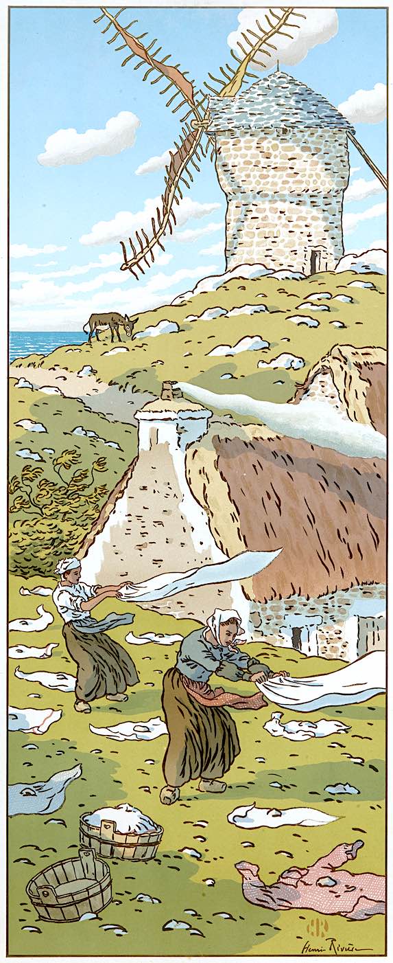 Henri Rivière Henri Rivière, women with laundry in very windy weather