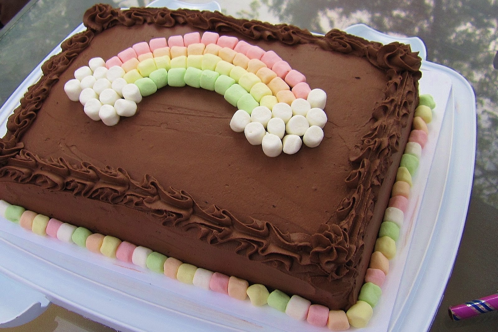 In Michelle's Kitchen MiniMarshmallow Rainbow Cake with Chocolate Whipped Cream Frosting