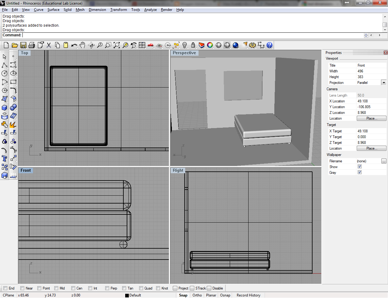 Advanced Projects in Computers: Rhino: Begin Room Layout