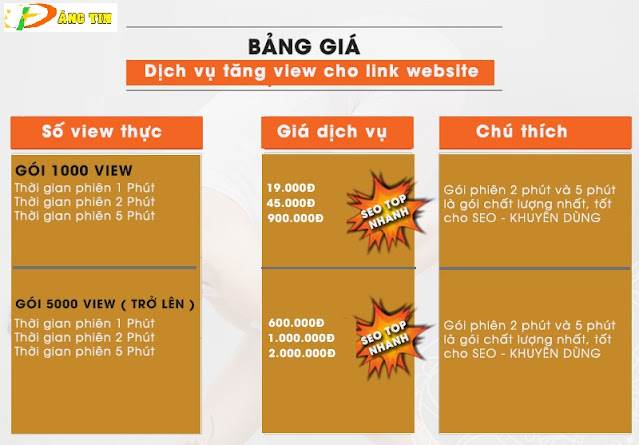 Dịch vụ tăng view  - traffic tự nhiên cho link website Banggiatangview1