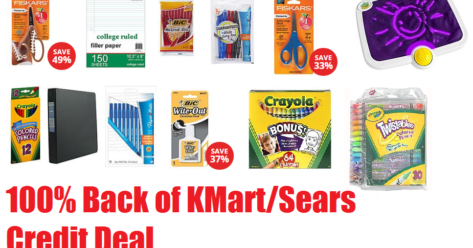 100 Back In Points KMart Deal Buy 15 to 25 of School Supplies