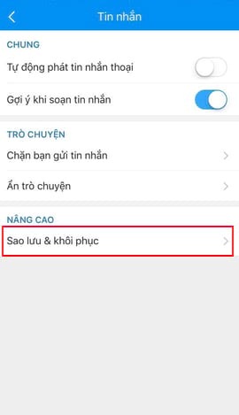 Cách sao lưu và khôi phục tin nhắn Zalo trên iPhone và Android 3 khoi phuc tin nhan zalo3