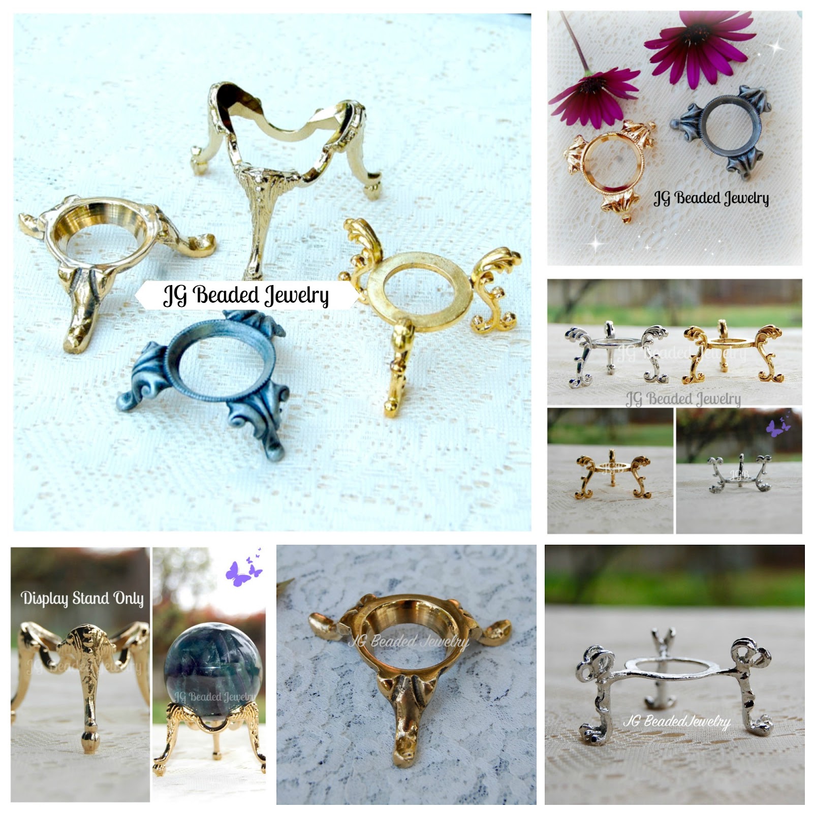 JG Beaded Jewelry Crystal Ball Display Stands