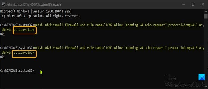 Permitir pings (solicitudes de eco ICMP) a través de Firewall-Símbolo del sistema