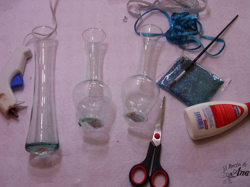 Florero con diamantina