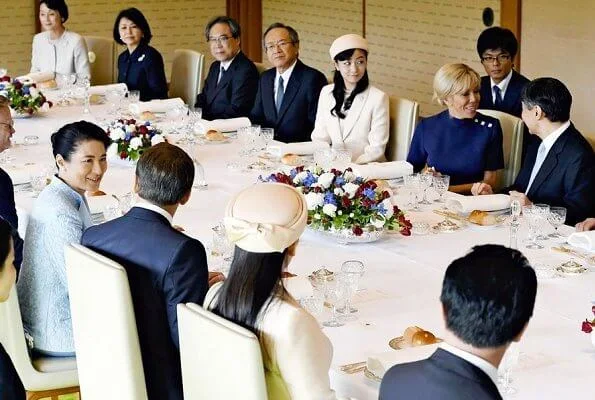 Emperor Naruhito and Empress Masako met with French President Emmanuel Macron and his wife Brigitte Macron