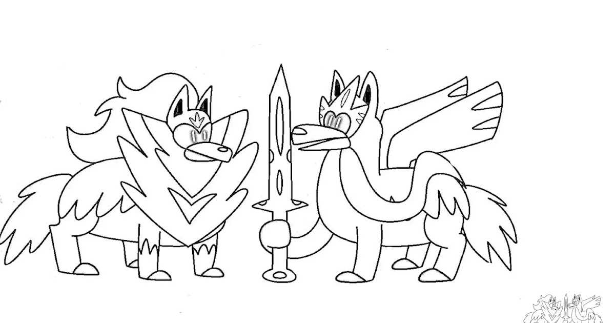 Coloring Page Of A Funny Zacian And Zamazenta
