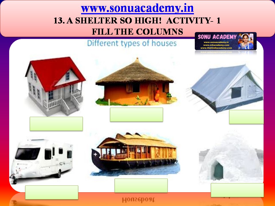 SONU ACADEMY: A SHELTER SO HIGH! : (Activities) CHAPTER-13 (EVS-V)