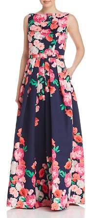 Eliza J Floral Belted Ball Gown