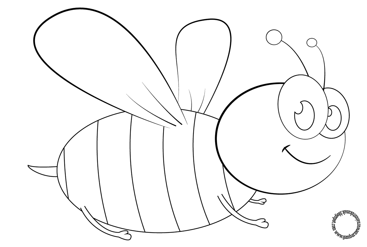  Gambar  Mewarnai  Kartun  Lebah Untuk  Anak Gambar  Mewarnai  