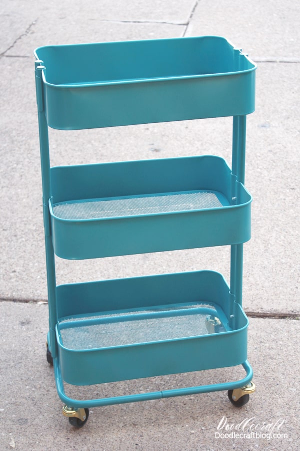 Spray Painted Rolling Storage Cart DIY