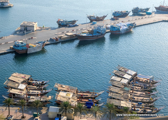 view of traditional boats in Old Dubai