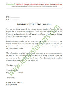 sample income verification letter from employer