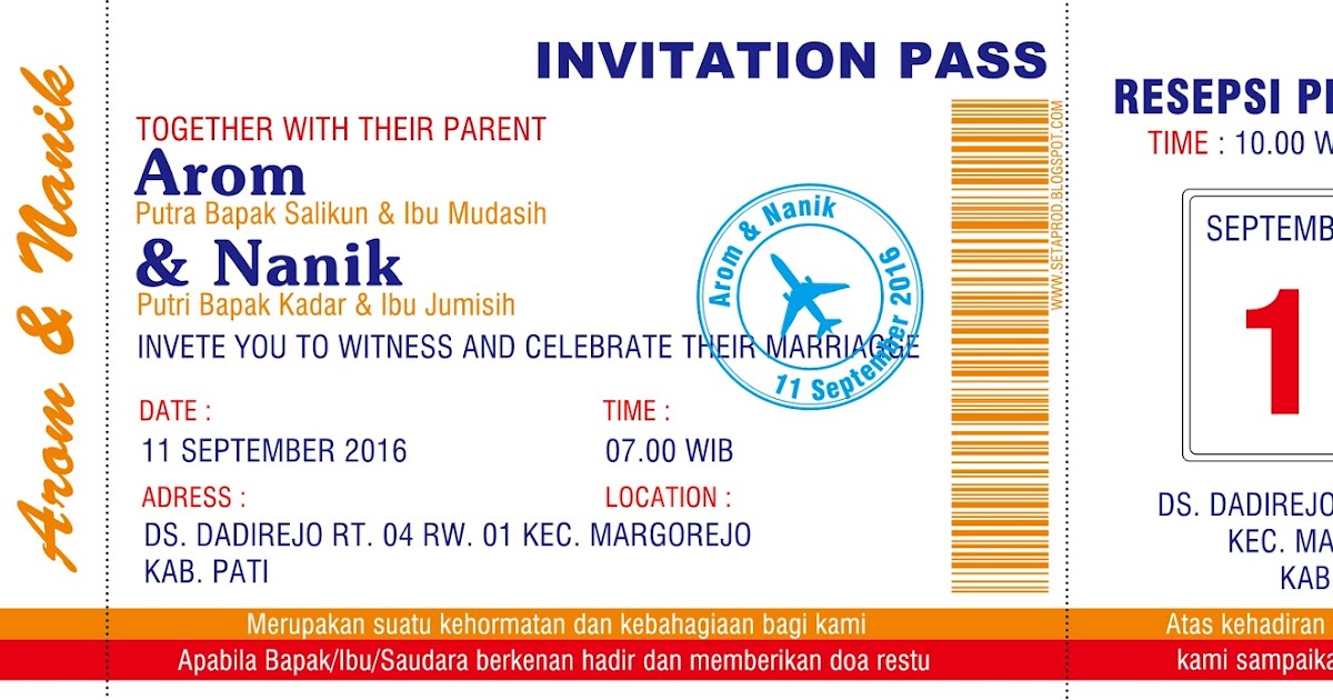 Nirwana Digital Print: Undangan Nikah Model Tiket Pesawat