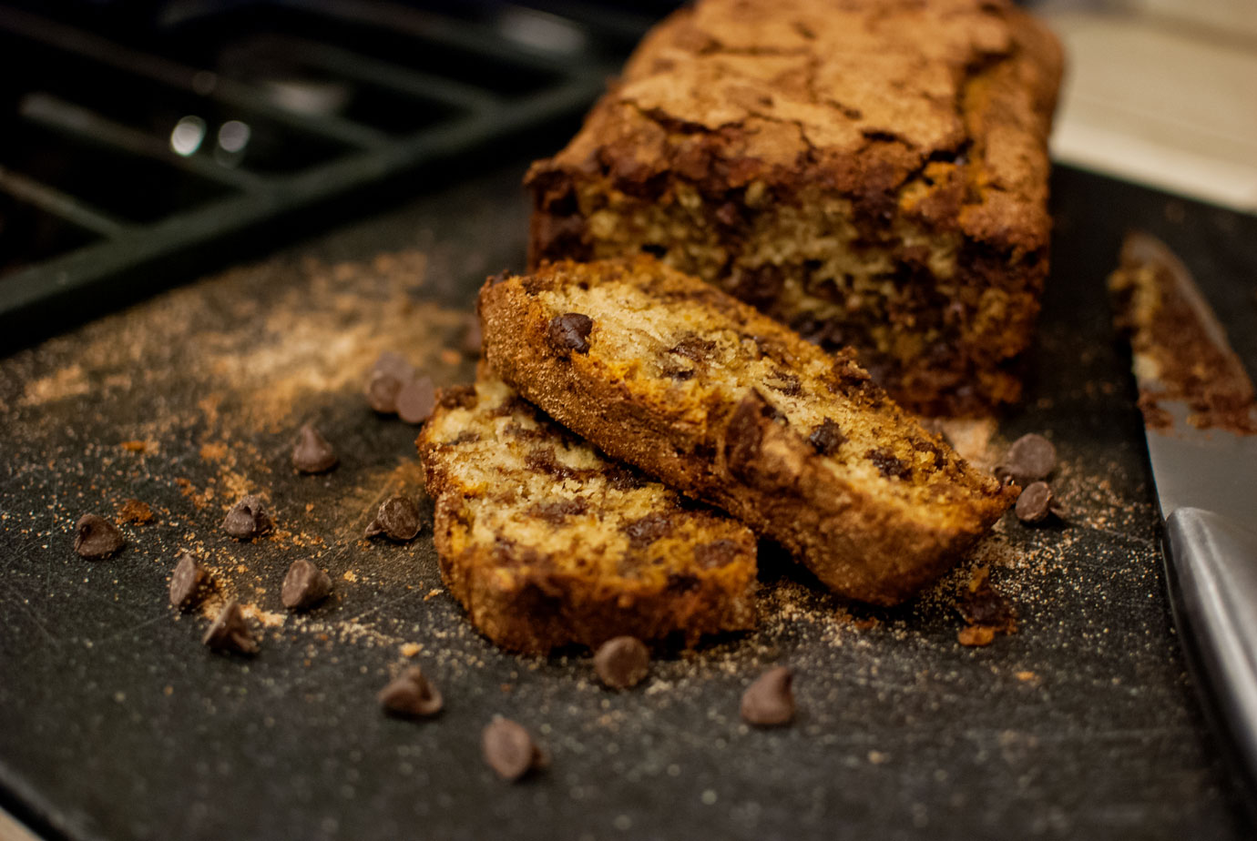 Slices Of Banana Bread With Chocolate Chips