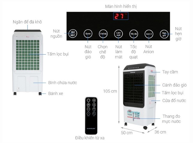 Quạt điều hòa Sunhouse SHD7727