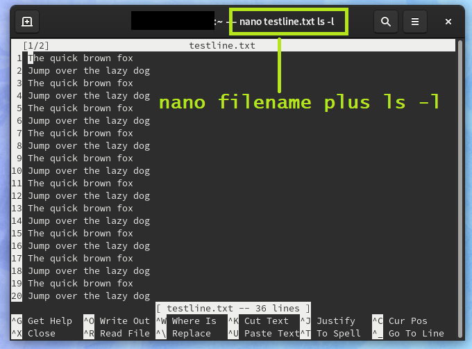 Nano editor shortcut keys