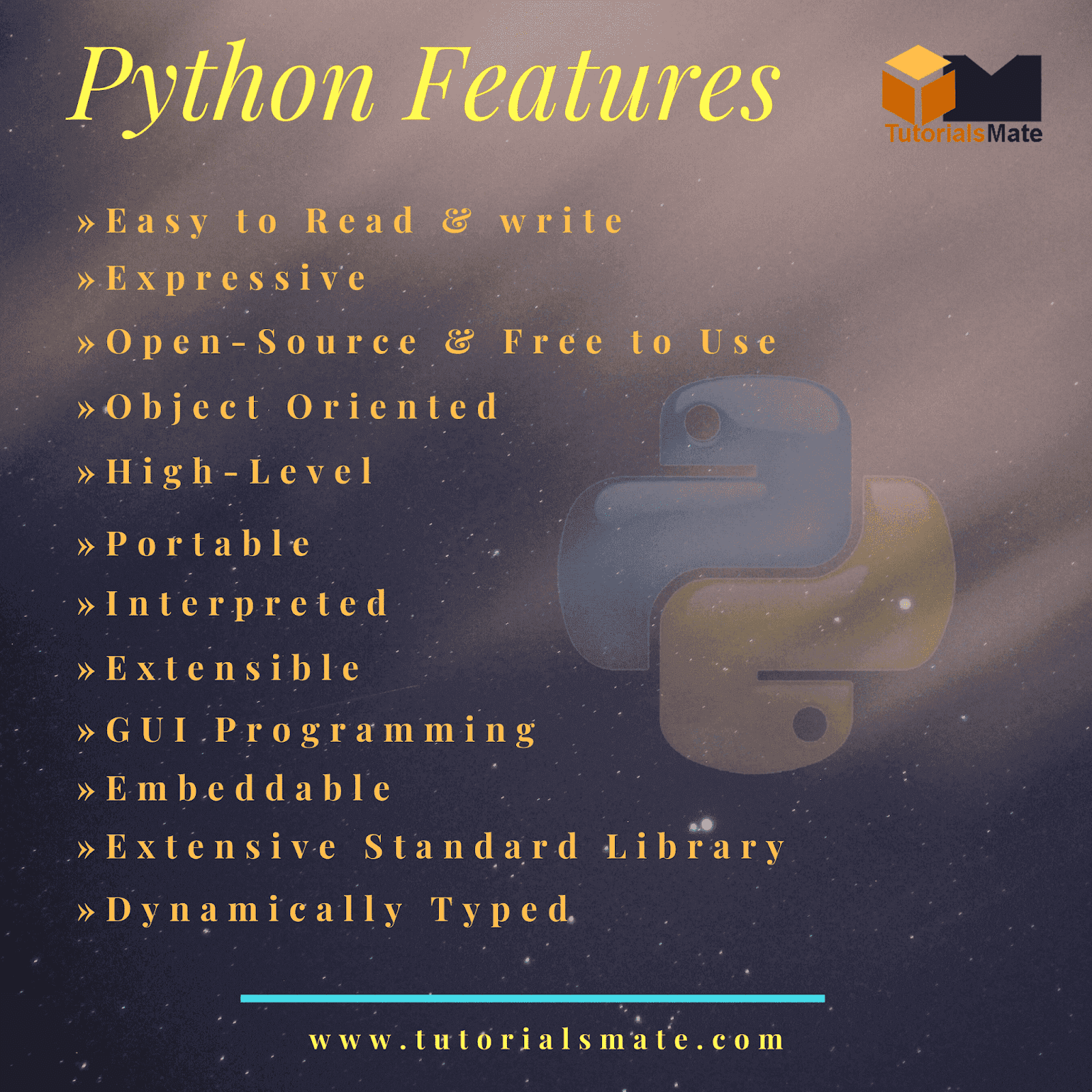 Python Features - TutorialsMate Python Features - TutorialsMate