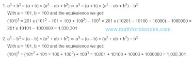 101 cubed. Bad example. Sum of cubes. Difference of cubes. Blonde math. Mathematics For Blondes.