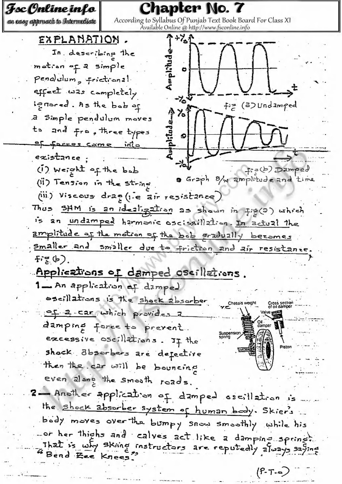 Physics Practicals : CHAPTER 7 (OSCILLATIONS)