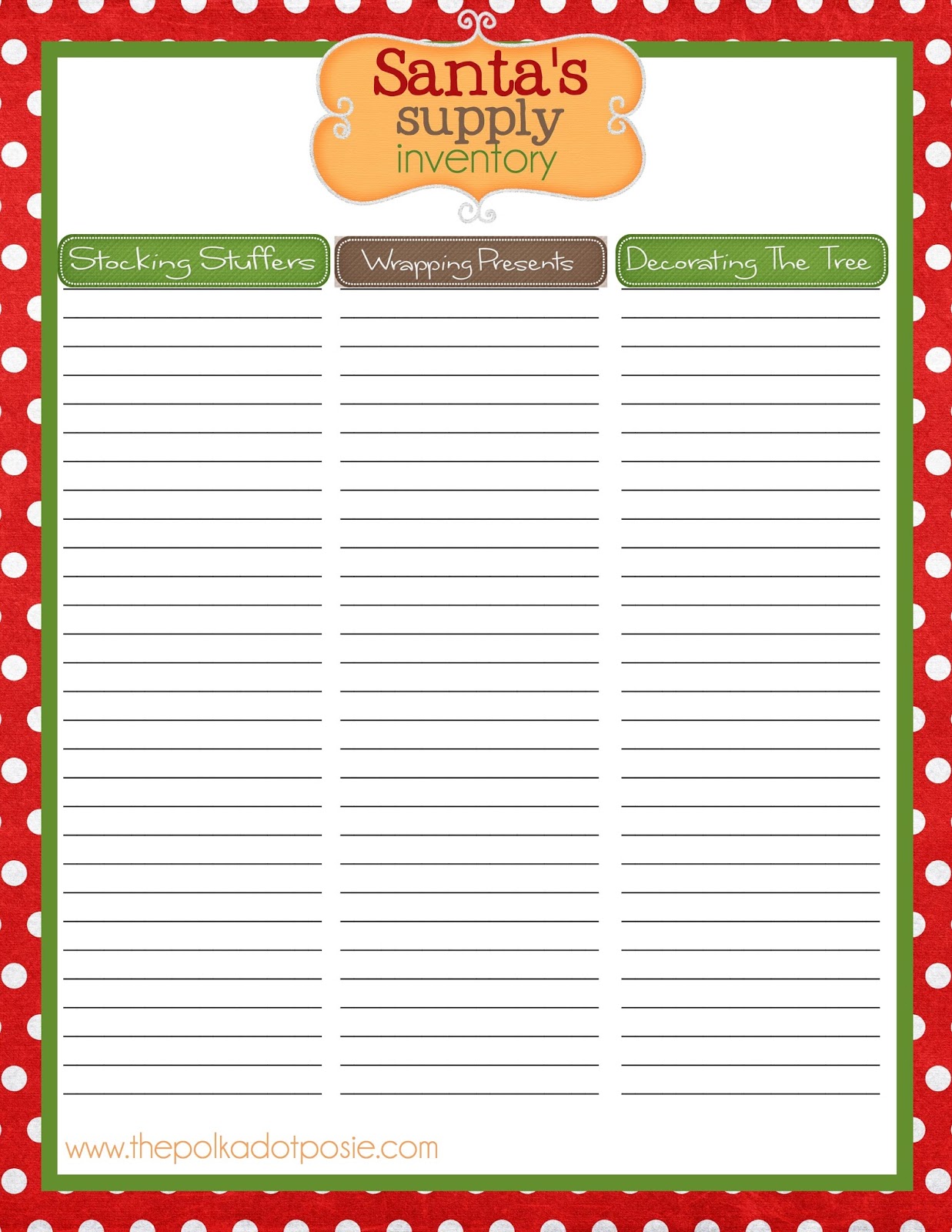Free Printable Christmas Sign Up Sheet