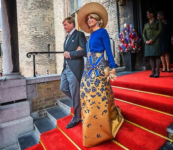 King Willem - Alexander, Queen Maxima, Princess Laurentien and Prince Constantijn Prince's Day 2016 (Prinsjesdag). wore dress, jewelry