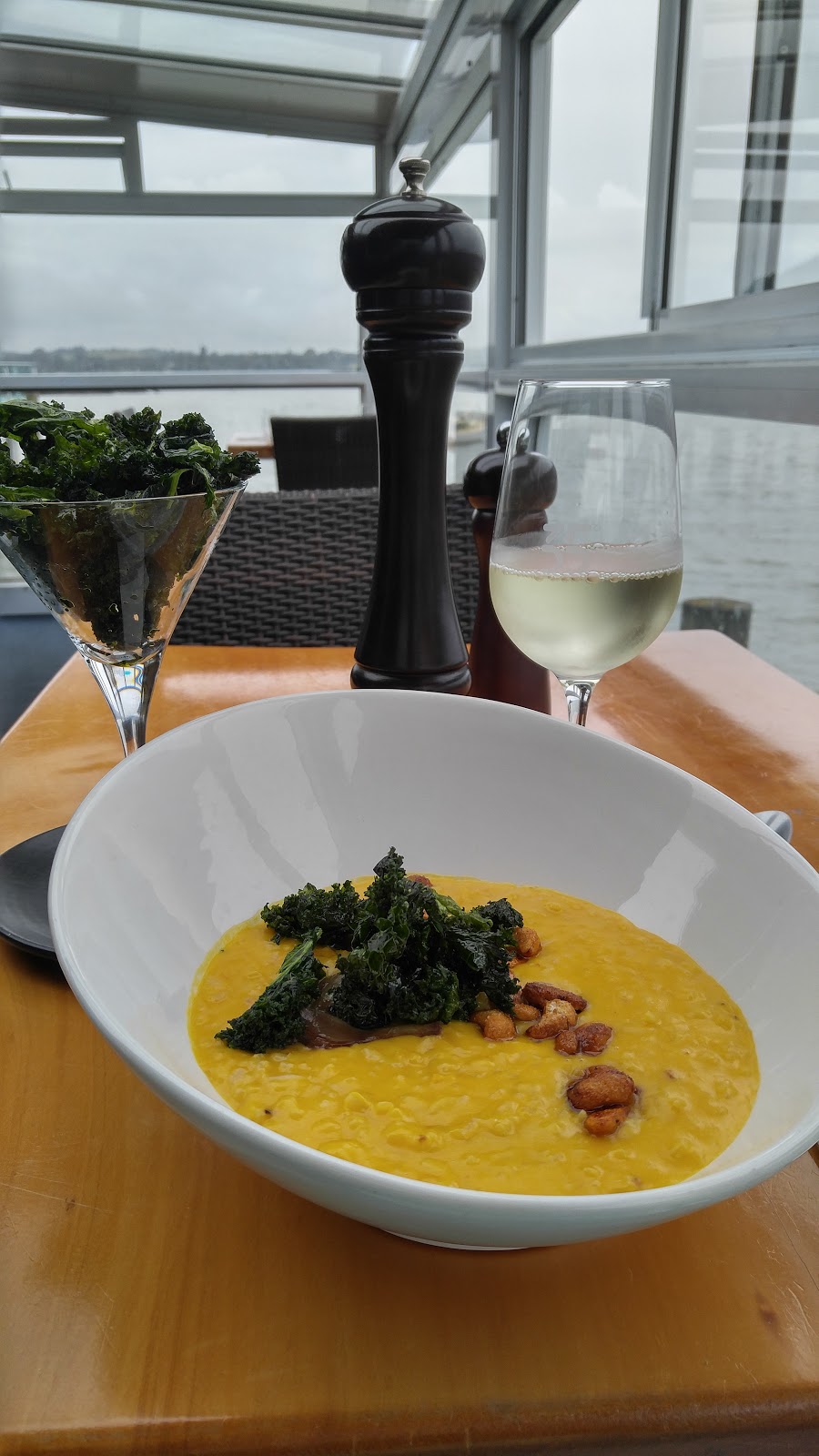 Pumpkin Risotto with Cashews and Fried Kale