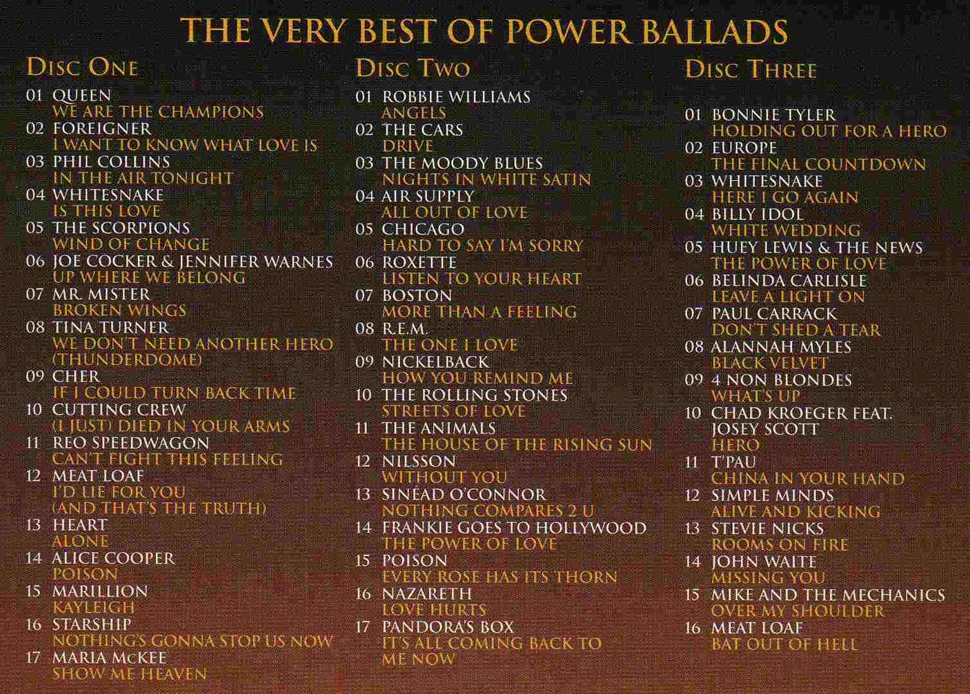 80s power ballads top 100