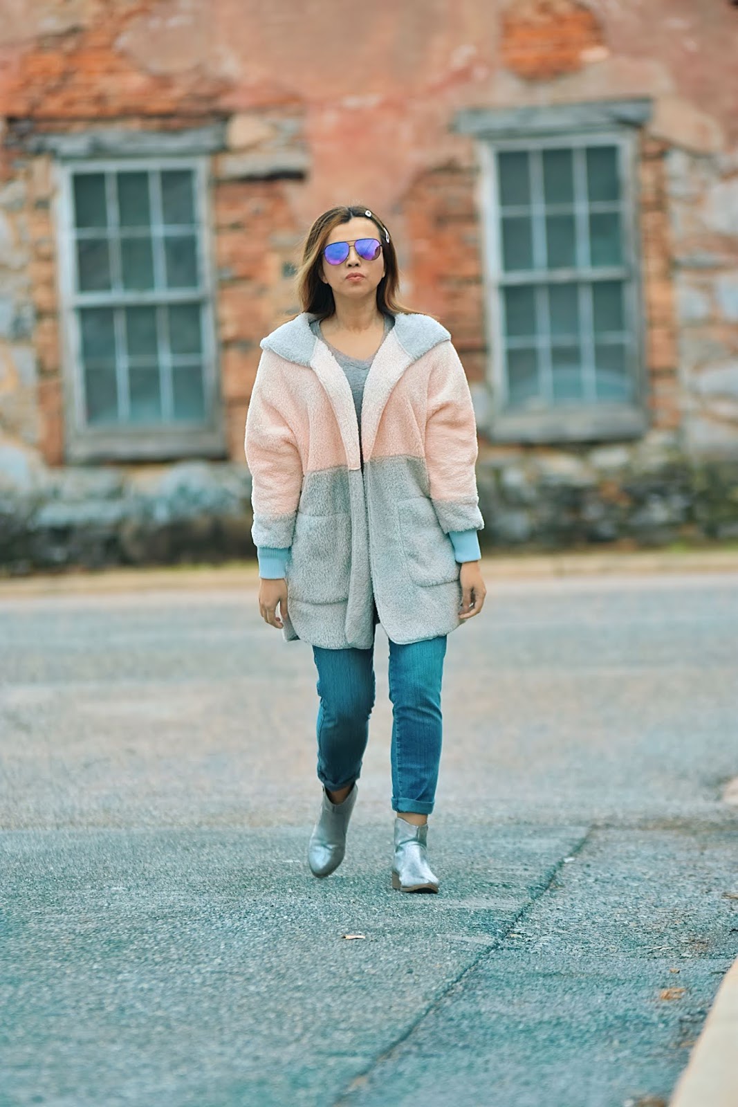 Light Pink Color Block Hooded Fleece Cardigan by Mari Estilo-lookbookstore-spring 2019-fashionblogger-dcblogger-marisolflamenco-itgirl-modaelsalvador-modamexico-travelblogger-