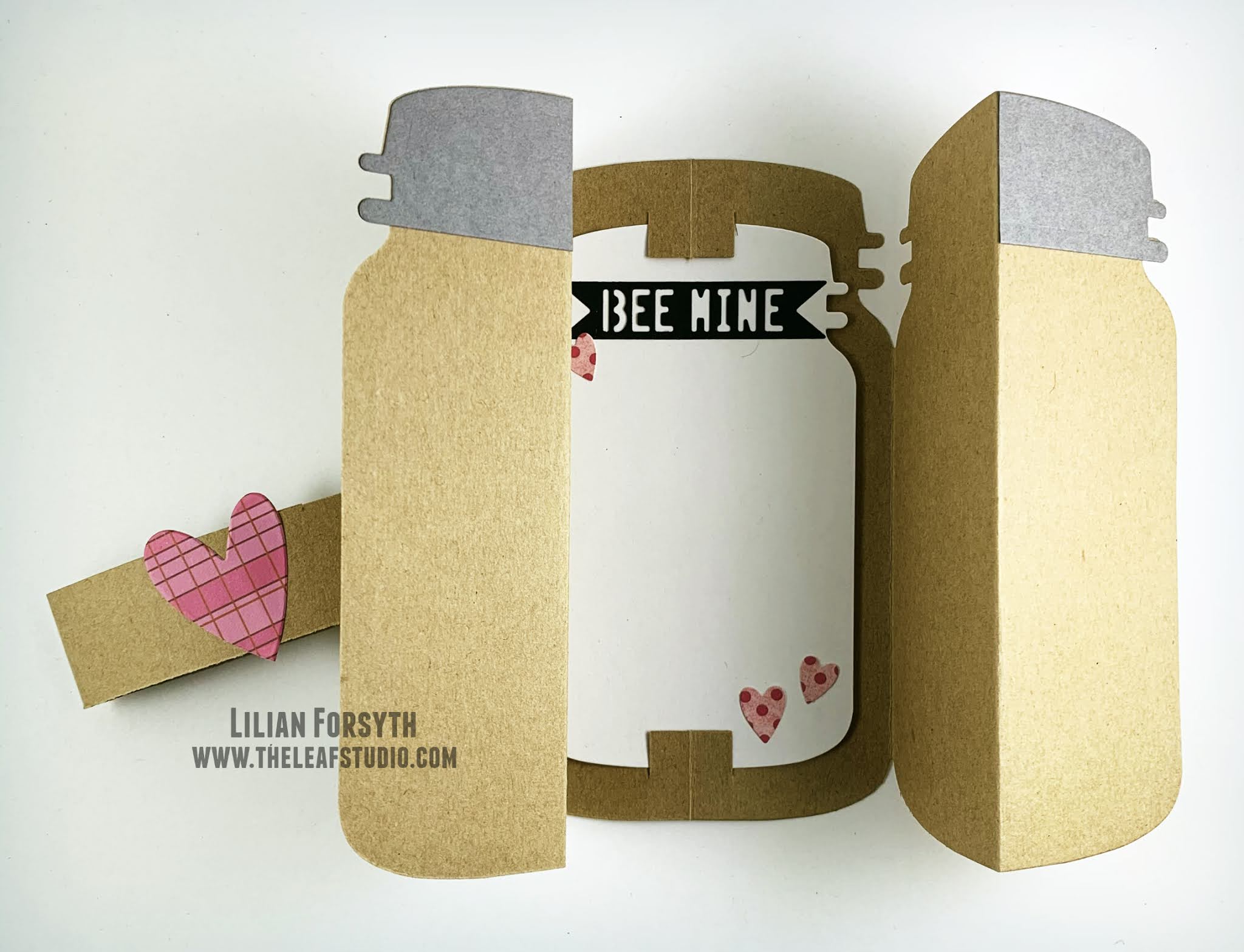 Bee Mine Jar of Hearts FoldALong Card The Leaf Studio