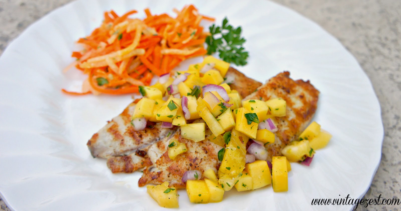Grilled Tilapia with Spicy Mango Pineapple Salsa ~ Diane&amp;#39;s Vintage Zest!