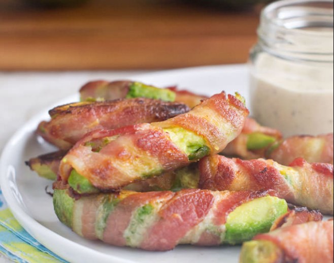 Bacon Wrapped Avocado Fries healthy keto