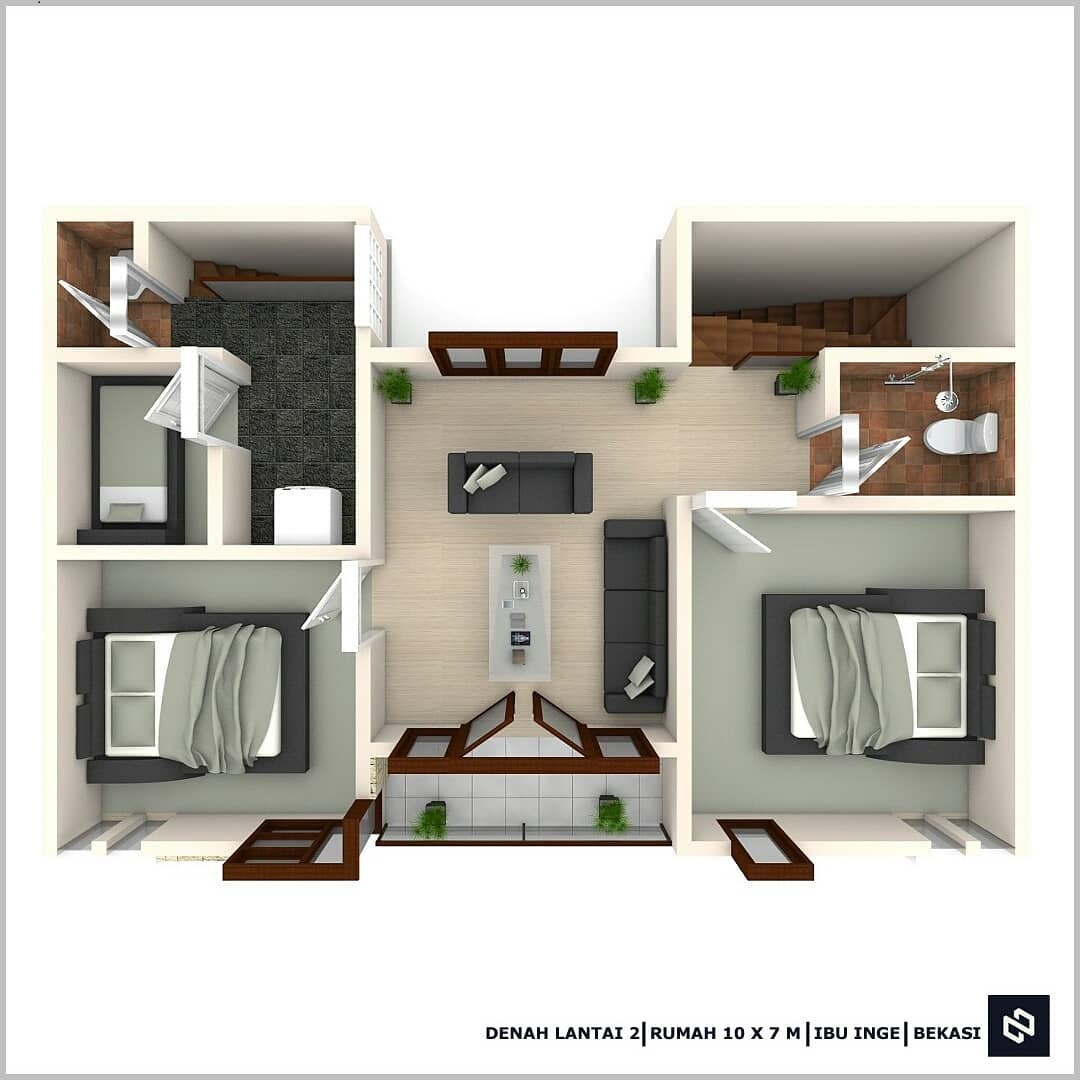 Desain Dan Denah Rumah Dengan Luas Lahan 10 X 7 M Tampil Lebih Elegan Dengan Konsep Modern Homeshabby Com Design Home Plans Home Decorating And Interior Design