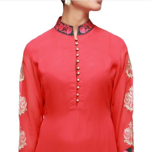 Silk Printed Ladies Chinese Collar Kurti