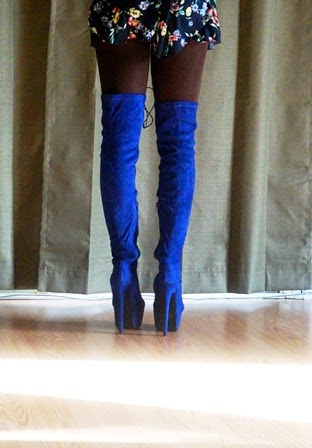 over the knee royal blue boots