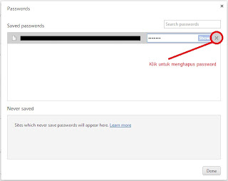 Cara menghapus password pada Google Chrome