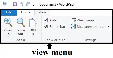 wordpad view menu,wordpad view tab,wordpad menu bar in hindi,how many menu in wordpad,title bar in wordpad,wordpad menu button,wordpad download