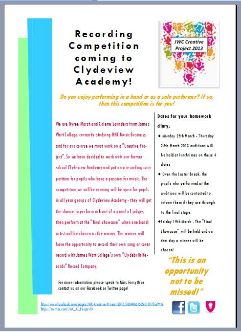 HNC Music Business - Creative Project Logbook: Creative Project Poster