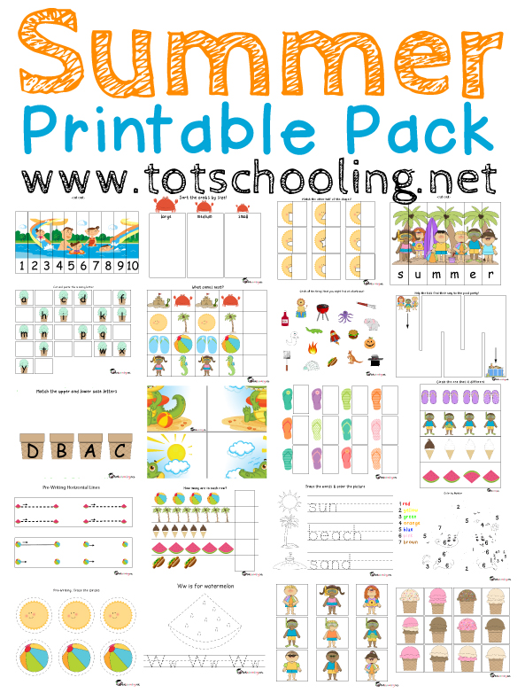 Free Summer Printable Pack For Toddlers PreK Totschooling Toddler 
