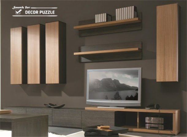 wooden modern TV wall units wall mounted
