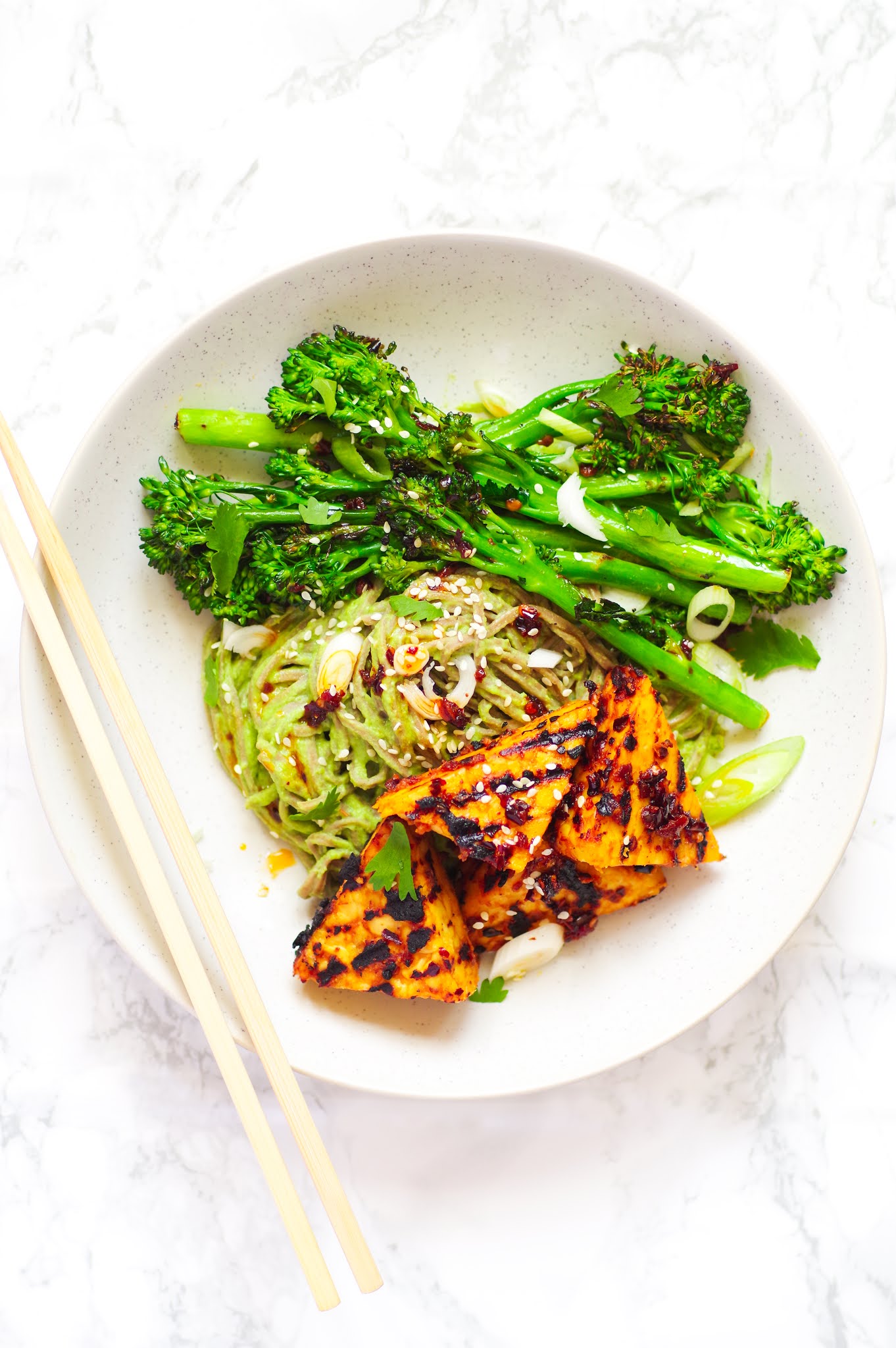 Edamame Pesto & Tempeh Soba Noodles Euphoric Vegan