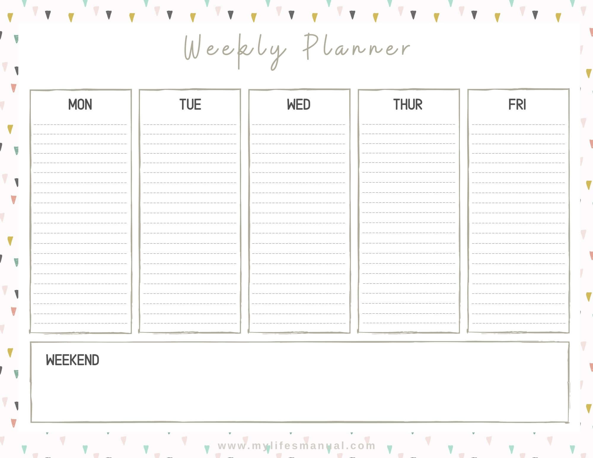 Weekly Planner Free Printables - Mylifesmanual